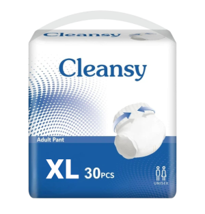 Підгузки-трусики для дорослих Cleansy XL 30 шт вбираючі памперси трусиками 120-160 см при нетриманні для чоловіків і жінок для активного способу життя дихаючі з поглинанням 1500 мл